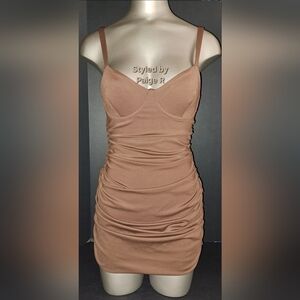 💕NWT SKIMS Sculpting Swim Ruched Underwire One Piece Swim Dress Brown COCOA S